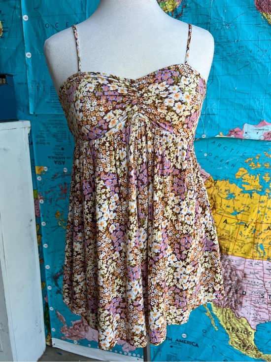 Billabong Pants - Billabong Floral Brown Pink White Spaghetti-Strap Romper
